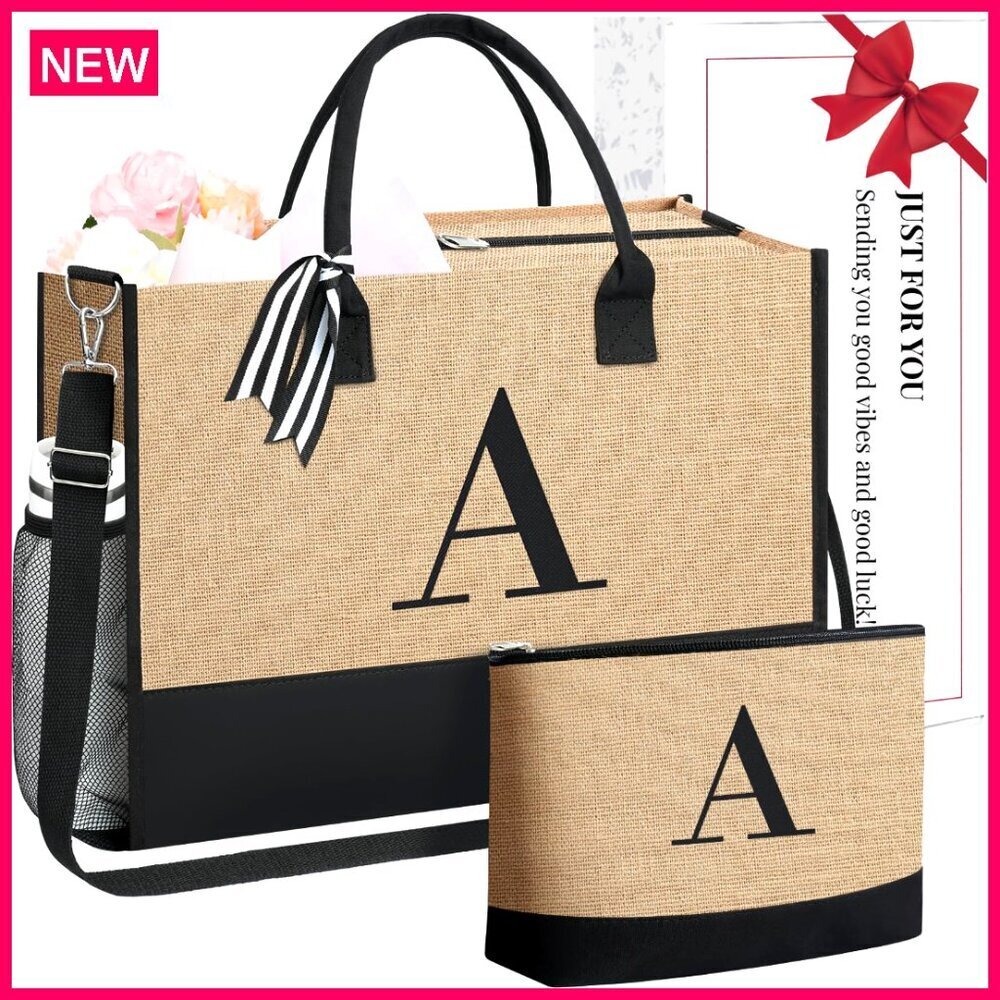 Personalized Monogrammed Tote Bag Large Capacity Durable Canvas